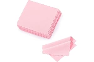 TUKEVA 100 Pièces 6X8 cm Bijoux de chiffons de polissage Chiffon de Polissage Bijoux Chiffon de Nettoyage Chiffon de Polissage Jaune Antirouille Chiffons pour perle sterling Or Platine et Argent(Pink)