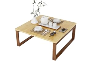 ‎SOGES soges Klappbarer Couchtisch Kaffeetisch aus Bambus Faltbarer Kleiner Niedriger Tisch Kaffeetisch Japanischer Stil für Fenster Tatami Outdoor Bett, Montagefrei, 70 x 70 cm
