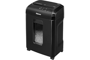 Fellowes 10M - Trituradora de papel, microcorte, destruye hasta 10 hojas, destructora de papel uso personal, papelera 19L, nivel de seguridad DIN-P5, con bloqueo de seguridad, color negro