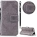 Produktbild WIWJ Schutzhülle für iPhone 7 Handyhülle Leather Case für iPhone 8 Hülle Lederhülle [Imprinting retro Blumen Leder Handy Shell]Hülle für iPhone 7/iPhone 8-Grau