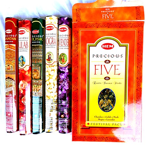 Preisvergleich Produktbild Räucherstäbchen HEM Precious 5 Geschenkbox Lavendel Chandan Mogra Musk Rose