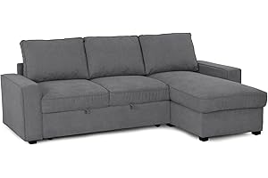 BUDWING Nina Sofá Cama 3 Plazas Chaise Longue Reversible (Lado Izquierdo o Derecho), con Almacenaje, en Tejido de Poliéster, Dimensiones Totales 239cm(Ancho) x153,5cm(Fondo) x86,5cm(Alto)