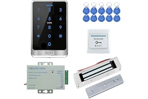 YAVIS Kompletter Satz des Wasserdichten RFID-Touchscreen-Zugangskontrollers IP68180KG elektromagnetisches Schloss, DC 12V 3A Netzteil, Ausgangstaste, 10 Schlüsselanhänger X13