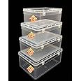 SPC Plastic Multipurpose Rectangular Storage Box with Locks (Transparent , 1st- 28.5x19x11.5 cm, 2nd- 26.5x17x11 cm, 3rd- 24x16x10 cm, 4th- 21x14x8.5 cm) - Set of 4