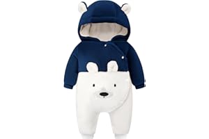 WYTbaby Bebé Niños Niñas Mono Vellón Mameluco con Capucha Manga Larga Peleles Invierno Pijama Infantil Traje de Dormir Recién Nacido Onesie