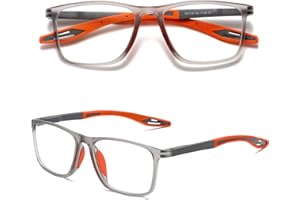 Hubeye Occhiali da lettura sportivo da uomo e donna Lettori ultraleggero TR90 Confortevole Flessibile Occhiali anti luce blu (Arancione, 2.25)