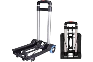 DLNXRUIS Carrello Con Ruote Portatutto,Carrello Portapacchi Pieghevole,Carrellino Con Ruote Portatutto Telescopico,Adatto Per Casse Di Bevande,Vasi Da Fiori,Viaggi Di Lavoro (Nero, 25 * 45 cm)