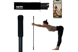 SOULRISE Yoga Stick for Mobility Exercise, Stretching, Pilates, Physical therapy, Fitness and other Workout - Adjustable 5 ft Pole will fix Posture, Stretch, Balance and Flexibility Training - Incl free E-book