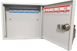 ‎LEOMAR LEOMAR Schlüsselschrank, Schlüsselkasten mit 10 Haken, Schlüsselbox aus Stahlblech, mit Festen Hakenleisten, Organizer zur Wandbefestigung, Abschließbar, mit Montagematerial, 6 x 20 x 17 cm