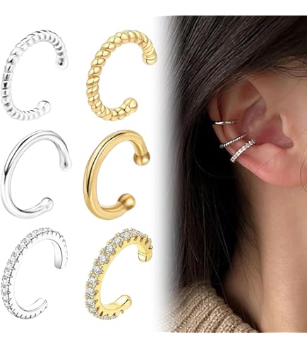 Set Di 3 Ear Cuff Non Piercing Per Donna - Orecchini A Clip Regolabili In Ottone, Delicati, Per Cartilagine E Helix - 2
