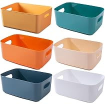 Glad Set di 6 cestini portaoggetti in plastica, contenitori aperti