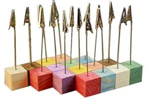 Nuolux - 16 mollette portafoto con base di supporto, adatte anche come portabiglietti o portadocumenti da ufficio, colori assortiti