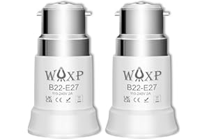 WAXP B22 to E27 Light Bulb Adapter, Bayonet to Screw Bulb Adaptor, Premium Ceiling Fan Light Bulb Bayonet Fitting, BC to ES Lamp Base Adapter for LED, Incandescent, CFL Bulbs, 2 Pack