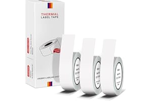 ORGBRO Etichette, X1 Etichette Adesive Termiche 15mm × 7m Nastro Etichette Continuo, DIY Personalizzate Carta Adesiva per Stampante per Classificazione, Ufficio/Casa/Scuola, 3 Rotoli, Bianco