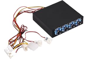 ASHATA Kontroler wentylatora, 4-kanałowy regulator prędkości wentylatora Richer-R Kontroler wentylatora, złącze 3-pinowe + 4-pinowe Prędkość wentylatora Niebieska dioda LED Kontroler wentylatora procesora PC na komputer stacjonarny