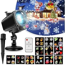 Proyector de Luces Navideñas,Luces Proyector Navidad LED lente 18 en 1 Control remoto impermeable, interior/interior Decoración de luz de Navidad para Halloween, fiesta, con 12 diapositivas