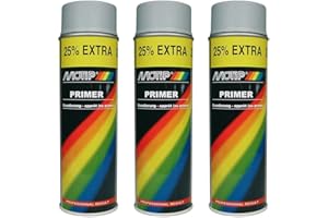 Motip Primer Lot de 3 bombes d’apprêt voiture (3 x 500 ml), gris
