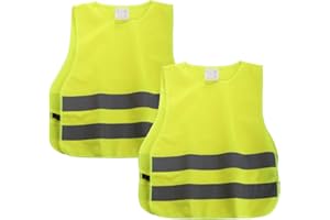 SHYOSUCCE 2 Stück Warnwesten Kinder EN1150, 360 Grad Reflektierende Sicherheitsweste Gelb, Universal Größe S für Jungs Mädchen