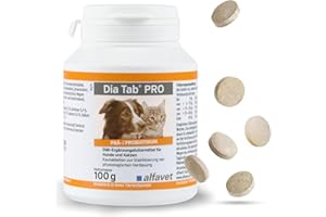 alfavet Dia Tab PRO 100 g – Diät-Ergänzungsfuttermittel für Hunde & Katzen – Prä- & Probiotika zur Stabilisierung der Verdauung – Leckere Kautabletten mit Bentonit zur Unterstützung der Darmflora