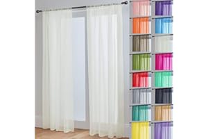 John Aird Lucy Voile Curtains - Rod Pocket Slot Top - Pair Net Curtains - 2 Panels (Cream, W 58" x L 54")