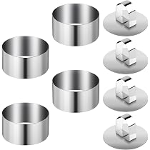 16 Pièces Cercle à Pâtisserie Inox – 12 Moules Ronds 8 Cm + 2 Bases + 2 Couvercles, Pour Desserts Et Mousses