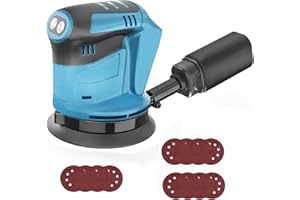 SQUAELTIRS 125mm Cordless Random Orbital Sander for Makita 18V Battery,Electric Orbital Sander with 12Pcs Sanding Discs,6-Speed Settings (7000-15000 RPM),for Woodworking (No Battery)