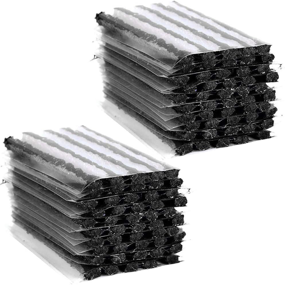 ETOPARS 100 Piezas Tira de Reparación de Neumáticos Moto Coche Neumáticos Sin Cámara Reparación Sellador Goma Herramienta Negro 100mm x 6mm