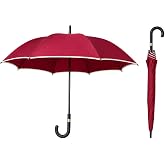 Etrexonline Automatic Long Umbrella 8 Double Ribs Large Windproof Waterproof Umbrella Comfortable Curved Handle Design with W