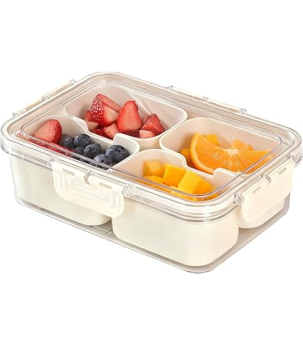 Snackbox Mit 4 Fächern & Deckel – Inkl. 6 Edelstahlgabeln, BPA-frei, Auslaufsicher