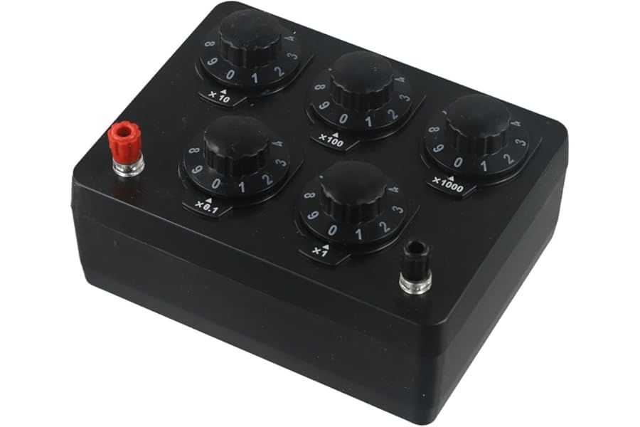 Variable Decade Resistance Box 0-9999.9 Ohm, 5-Range Resistor for Lab Test Measurement, Bakelite Case, 0.5W Power Limit, 170x135x72mm