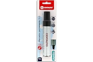 Centauro - Rotulador Permanente Grueso, Negro, Punta Biselada 10mm, Tinta Base Aceite, Secado Rápido, Apto Todas Superficies, Metal, Cristal, Estaño, Plastico, Film Fotográfico, Madera, Papel y Cartón