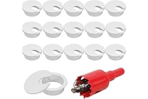 KOSHIFU 16 Stück Kabeldurchführung Schreibtisch Kunststoff Weiß 35 mm Kabeldurchlass Rund Kabeldose Kabel Tischdurchführung für Tisch Office Schreibtische Büro Arbeitsplatten