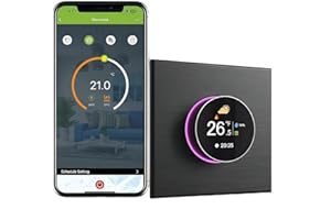 BecaSmart 7000 Serie Negro Termostato Inteligente de Perilla para Calentador de Gas/Caldera Termostato Smart WiFi Programable Funciona con Alexa, Google Home, Controlador Digital de Temperatura