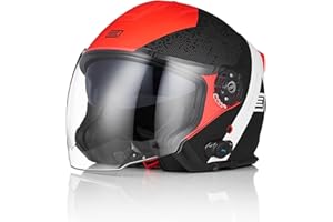 ORIGINE Casco Moto Jet Bluetooth Casco Scooter con Doppia Visiera Omologato ECE 22-06