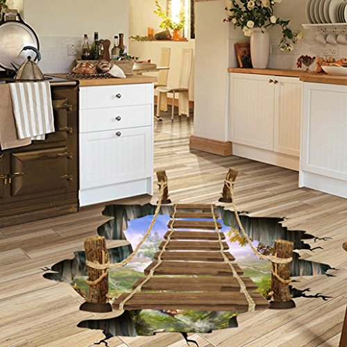 Saingace Wandaufkleber Wandtattoo Wandsticker,3D-Brücken-Fußboden-Wand-Aufkleber-entfernbares Wandabziehbild-Vinylkunst-Wohnzimmer - 5