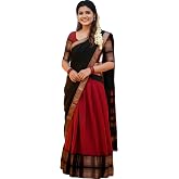 SWAMI STUDIO Women’s Kanjivaram Silk Half Saree Lehenga Choli Set with Pure Zari Weaving Dupatta South Indian Traditional Uns