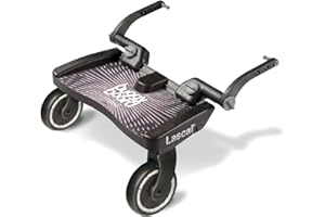 Lascal BuggyBoard Maxi, Kinderbuggy Trittbrett mit großer Stehfläche, Kinderwagen Zubehör für Kinder von 2-6 Jahren (22 kg), kompatibel mit fast jedem Buggy und Kinderwagen, schwarz