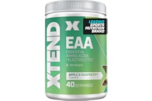 Scivation XTEND EAA Amino Acids Powder|Apple and Raspberry|40 Servings for Hydration and Fitness Performance|9 Essential Amino Acids + Added Electrolytes Recovery Powder to Hydrate, Repair, Recover