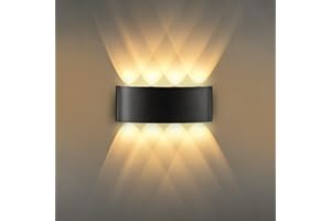 AOOTE 8 W Apliques de Pared LED Interior,Aplique Pared Interior Aluminio Moderno/Decorativo,IP65,3000K Blanco Cálido,Lámpara Moderna Negro Luz de Alumini para Salón Pasillo Baño Escaleras