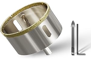 CSOOM 75 mm wiertło do szkła, otwornica z 2 wiertłami centrującymi, wiertło do płytek szklanych, płytek, ceramiki, marmuru, kamienia wapiennego