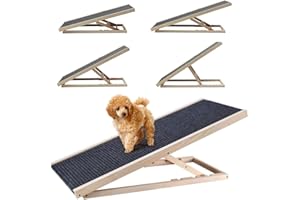 Efan 100 cm x 40 cm in legno massiccio per animali domestici, scala regolabile in altezza con tappeto antiscivolo di sicurezza per animali domestici, rampe pieghevoli per cani da viaggio, 4 separati