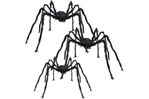 CHBOP 3 Pezzi Halloween Creepy Giant Spider Decor, 75cm Spaventoso Grande Ragno Realistico Peloso per Interni, Esterno, Finestra, Tetto, Albero, Cortile, Decorazione Festa in Costume (Nero)