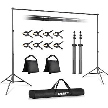 Support Toile De Fond Rétractable 2x3m BENOISON – Trépied Réglable 77-200 Cm + Pinces & Sacs à Eau Pour Photo Studio Mariage