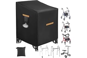 GRABADO Housse de protection imperméable robuste 420D pour déambulateur plié, accessoires de déambulateur étanches avec 4 bandes réfléchissantes, 4 boucles, fentes d'aération