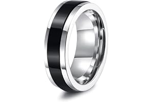 LOLIAS Men's Rings Stainless Steel Rings for Men Twisted Chain Ring Spinner Ring Beer Bottle Opener Rings Spinner Chain Link Shaped Band Rotatable Vintage Mens Black Ring