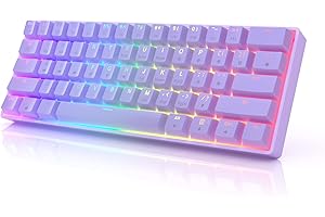HK GAMING HKKB GK61 Mechanical Gaming Keyboard 60 Percent | 61 RGB Rainbow LED Backlit Programmable Keys | USB Wired | For Mac and Windows PC | Hotswap Gateron Optical Brown Switches | Lavender
