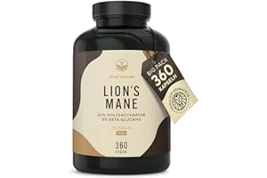‎TRUE NATURE Lions Mane - 360 Kapseln - 2000mg Tagesdosis - 30:1 Extrakt (60000mg Hericium) - 30% Polysaccharide & 5% Beta Glucan - 500mg Hericium Erinaceus je Kapsel - Vegan - Laborgeprüft - TRUE NATURE®