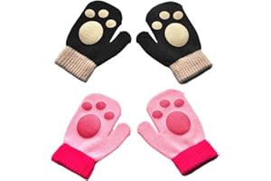CPJJ Guantes de Invierno para bebés, Guantes para niños, niños, niñas, Guantes cálidos, Manoplas de Punto, Guantes de Invierno para niños de 1 a 3 años, 2 Pares