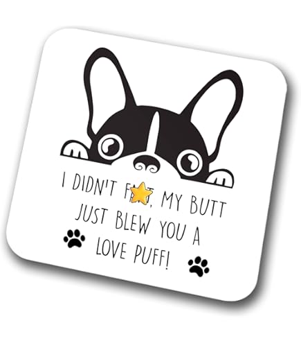 Destination Vinyl Set 4 Sottobicchieri Con Bulldog Francese Nero - Impermeabili 9x9cm, Regalo Da Cucina - 2