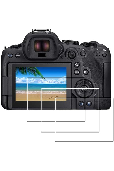 Pellicola Vetro Temperato + Copriscarpe Caldo Con Livella Per Canon EOS R6 Mark II - 3+2 Pezzi - Protezione Schermo 9H Anti-Graffi - Foto 7